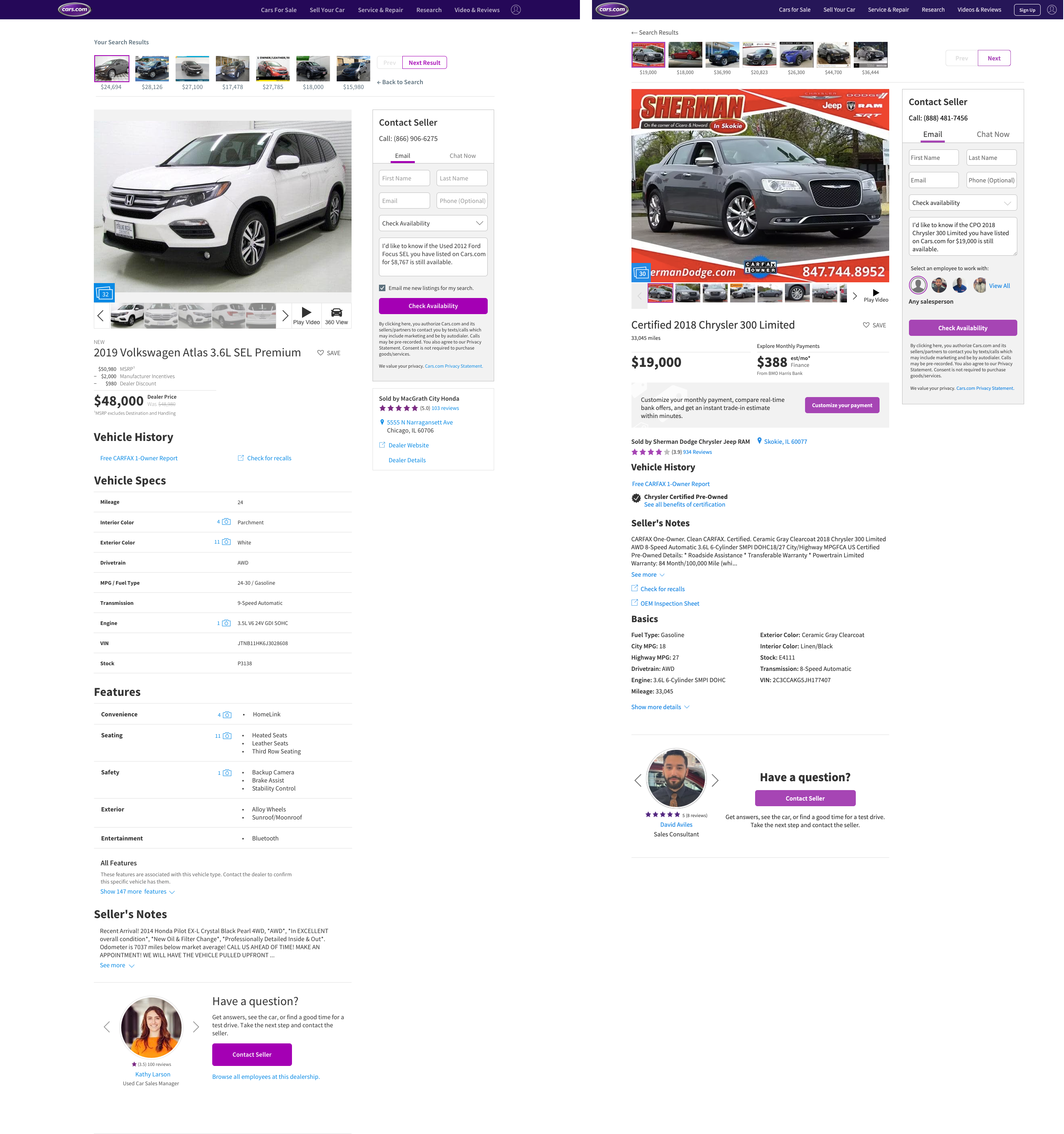 Side-by-side comparison of the existing page and the redesigned page